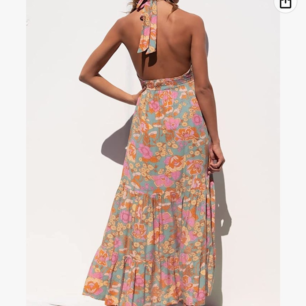 Floral print halter dress